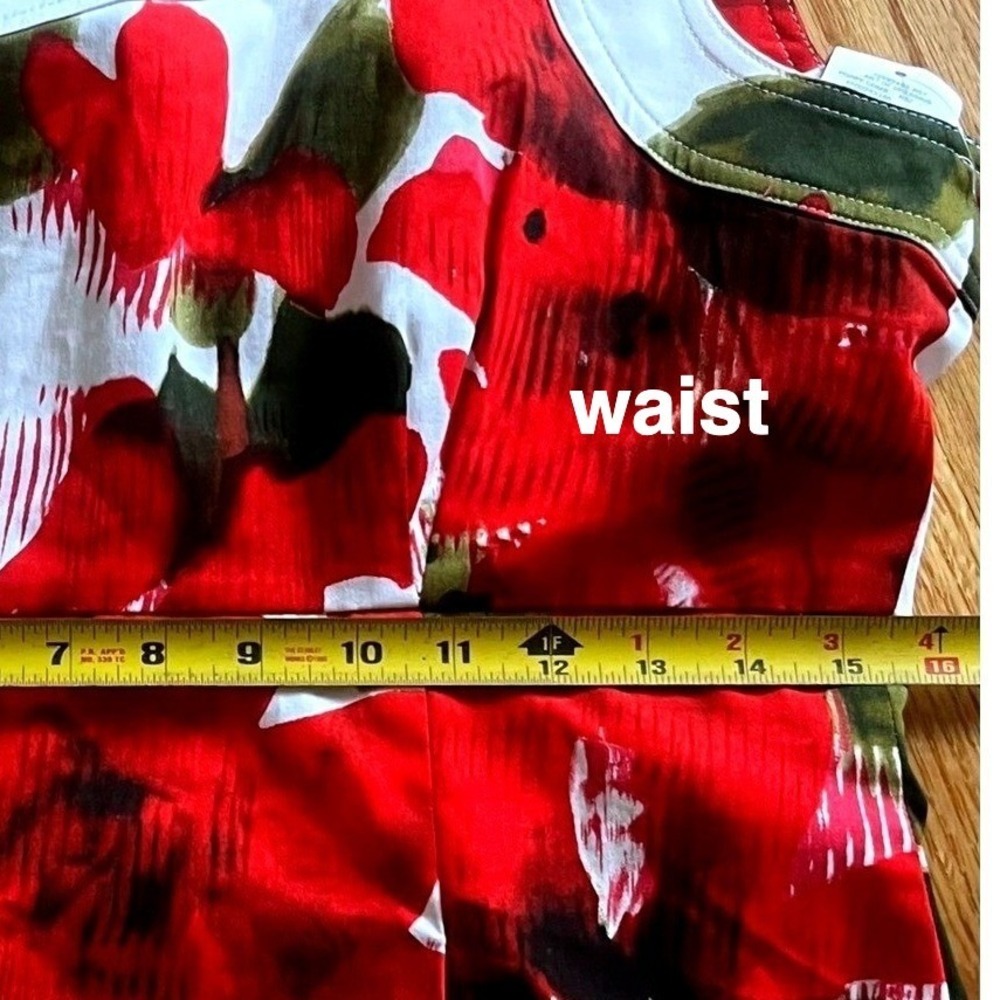 Evan Picone poppy comb red floral dress women's 10 one shoulder cotton 6802 nwt - Picture 9 of 12